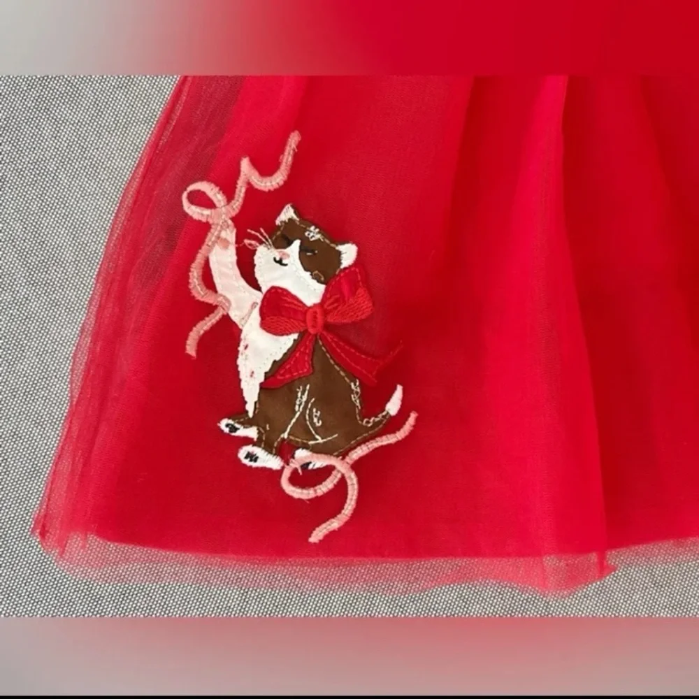 Mini Boden Kitty Cat Christmas Velvet and Tulle Dress - Picture 10 of 11